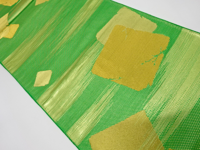 リサイクル　霞に色紙散らし模様織出し袋帯